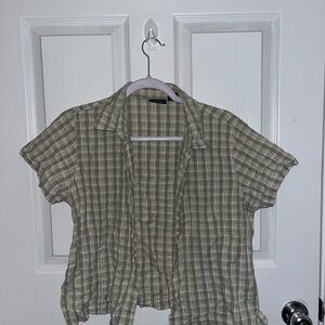 Sonoma Olive and Cream Plaid Shirt